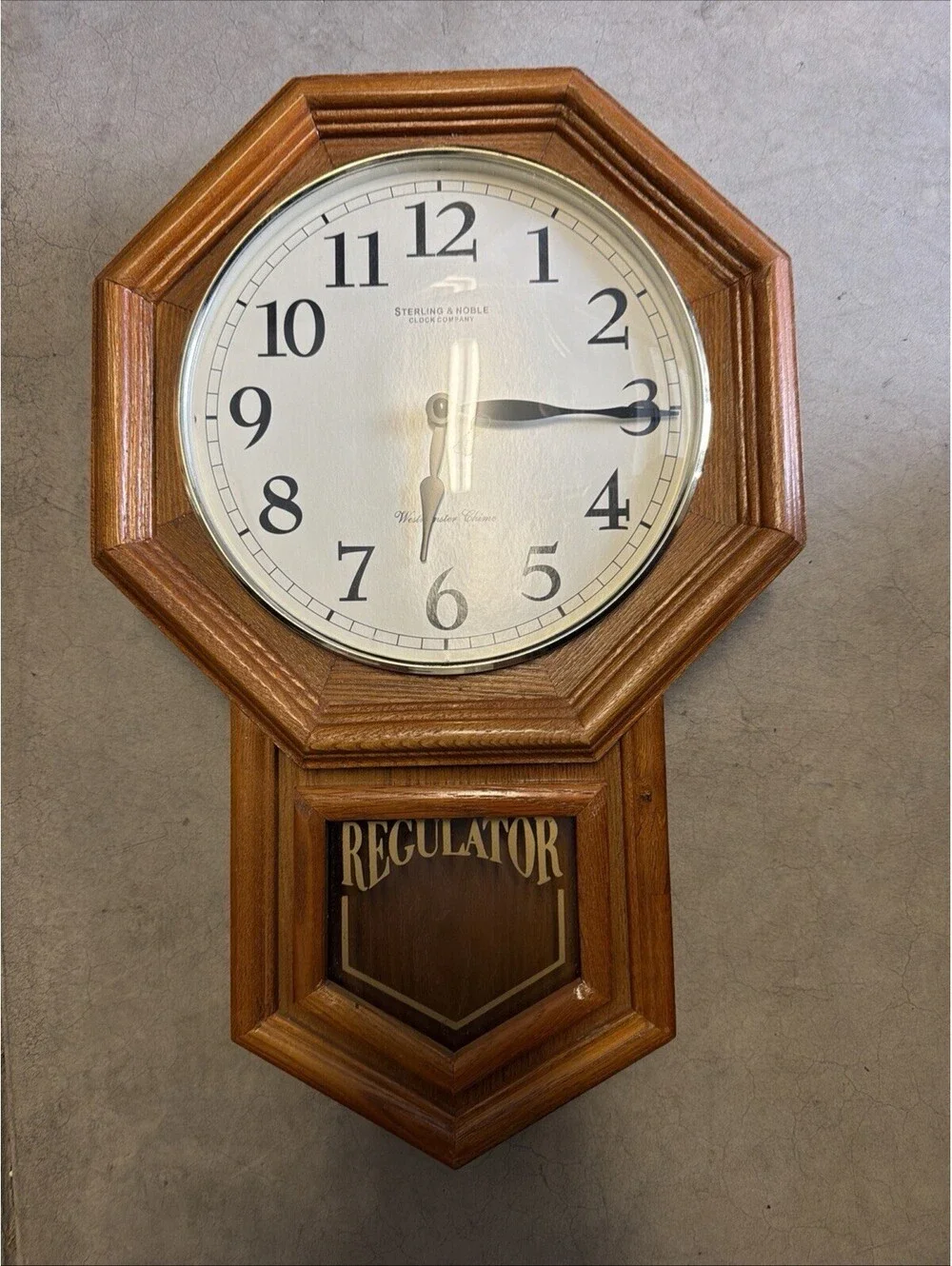 Sterling & Noble Clock Co Regulator - Westminster Chime Quartz Clock *TESTED*